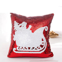 HKM-481491 Reversible Red Sequin Pillowcase for Christmas Decor - 40CM x 40CM, Soft Double-Sided Design with Invisible Zipper