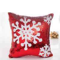 HKM-481491 Reversible Red Sequin Pillowcase for Christmas Decor - 40CM x 40CM, Soft Double-Sided Design with Invisible Zipper
