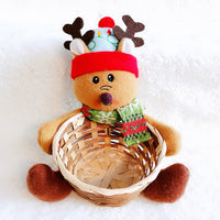 HKM-481555 Christmas Themed Storage Basket - Santa, Snowman, Elk Designs in Bamboo and Cloth