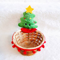 HKM-481555 Christmas Themed Storage Basket - Santa, Snowman, Elk Designs in Bamboo and Cloth