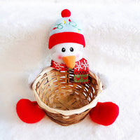 HKM-481555 Christmas Themed Storage Basket - Santa, Snowman, Elk Designs in Bamboo and Cloth