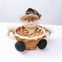 HKM-481555 Christmas Themed Storage Basket - Santa, Snowman, Elk Designs in Bamboo and Cloth