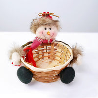 HKM-481555 Christmas Themed Storage Basket - Santa, Snowman, Elk Designs in Bamboo and Cloth