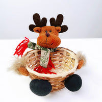 HKM-481555 Christmas Themed Storage Basket - Santa, Snowman, Elk Designs in Bamboo and Cloth