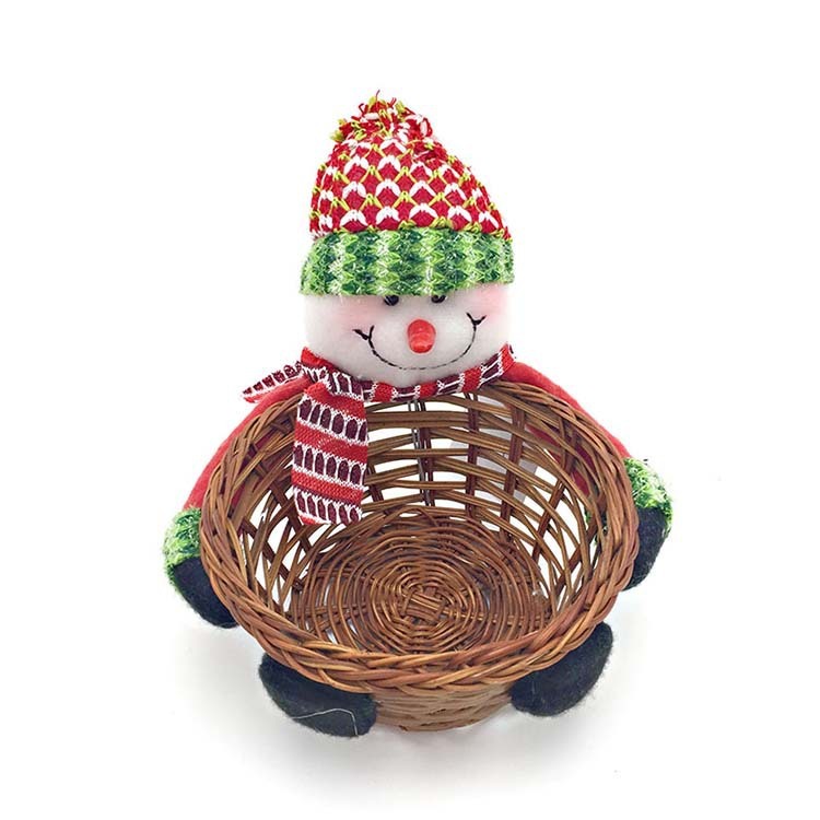 HKM-481555 Christmas Themed Storage Basket - Santa, Snowman, Elk Designs in Bamboo and Cloth