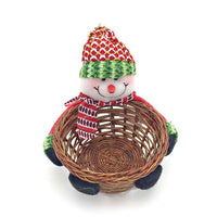 HKM-481555 Christmas Themed Storage Basket - Santa, Snowman, Elk Designs in Bamboo and Cloth