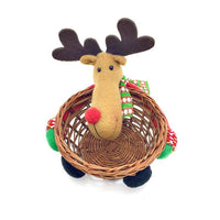 HKM-481555 Christmas Themed Storage Basket - Santa, Snowman, Elk Designs in Bamboo and Cloth
