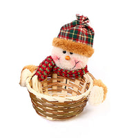 HKM-481555 Christmas Themed Storage Basket - Santa, Snowman, Elk Designs in Bamboo and Cloth