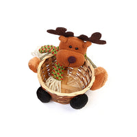 HKM-481555 Christmas Themed Storage Basket - Santa, Snowman, Elk Designs in Bamboo and Cloth