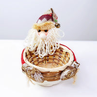 HKM-481555 Christmas Themed Storage Basket - Santa, Snowman, Elk Designs in Bamboo and Cloth