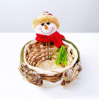 HKM-481555 Christmas Themed Storage Basket - Santa, Snowman, Elk Designs in Bamboo and Cloth