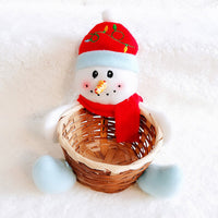 HKM-481555 Christmas Themed Storage Basket - Santa, Snowman, Elk Designs in Bamboo and Cloth