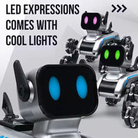 HKM-481683 Remote-Controlled Eight-Wheel Stunt Robot Dog with Gesture Control, LED Lights, and Music