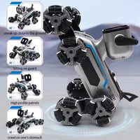 HKM-481683 Remote-Controlled Eight-Wheel Stunt Robot Dog with Gesture Control, LED Lights, and Music