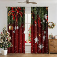HKM-481811 3D Printed Christmas Curtains for Modern Spaces - Enhanced Sunshade, Polyester, Various Designs