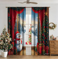 HKM-481811 3D Printed Christmas Curtains for Modern Spaces - Enhanced Sunshade, Polyester, Various Designs
