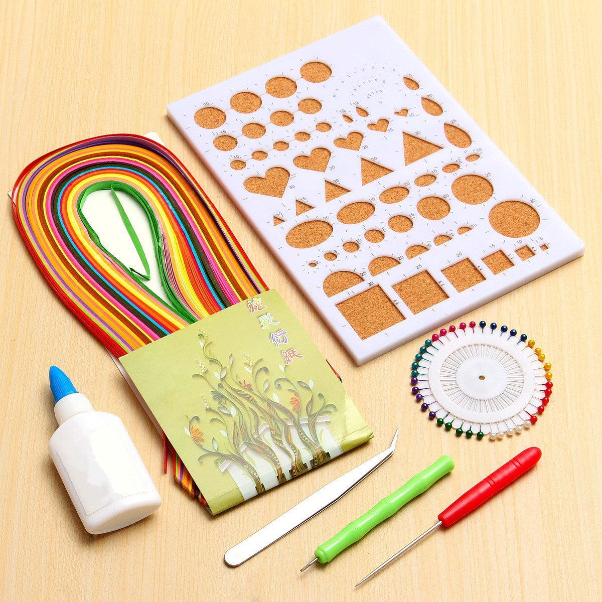HKM-481939 Quilling Craft Kit with 24 Colors of Fine Paper, Tools, and Graphics Template