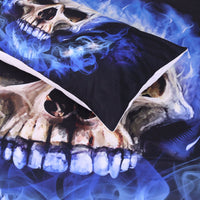 HKM-482067 Blue Flame Skull 3-Piece Bedding Set in Polyester