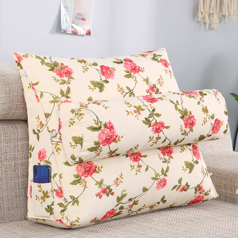 HKM-482067 Removable and Washable Bay Window Back Cushion with Floral Patterns and Headrest