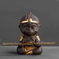 HKM-482195 Chinese Purple Clay Kung Fu Tea Pet Monkey King Decoration for Home and Tea Tray