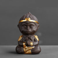 HKM-482195 Chinese Purple Clay Kung Fu Tea Pet Monkey King Decoration for Home and Tea Tray