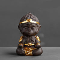 HKM-482195 Chinese Purple Clay Kung Fu Tea Pet Monkey King Decoration for Home and Tea Tray