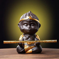 HKM-482195 Chinese Purple Clay Kung Fu Tea Pet Monkey King Decoration for Home and Tea Tray