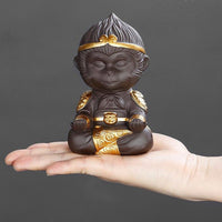 HKM-482195 Chinese Purple Clay Kung Fu Tea Pet Monkey King Decoration for Home and Tea Tray