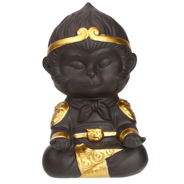 HKM-482195 Chinese Purple Clay Kung Fu Tea Pet Monkey King Decoration for Home and Tea Tray