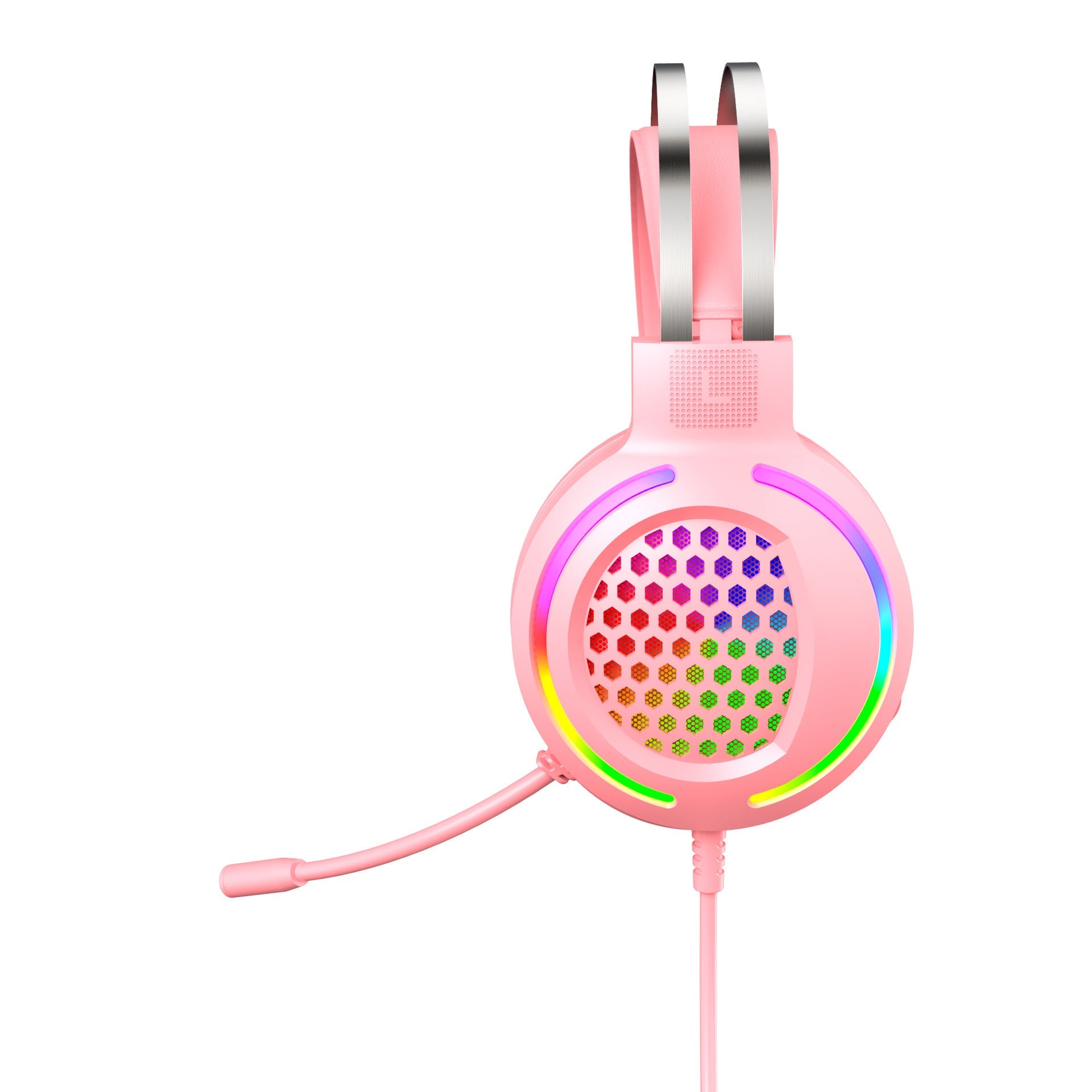 HKM-482323 RGB Gaming Headset with 50mm Driver, Memory Foam Ear Cushions, and 7.1 USB Interface