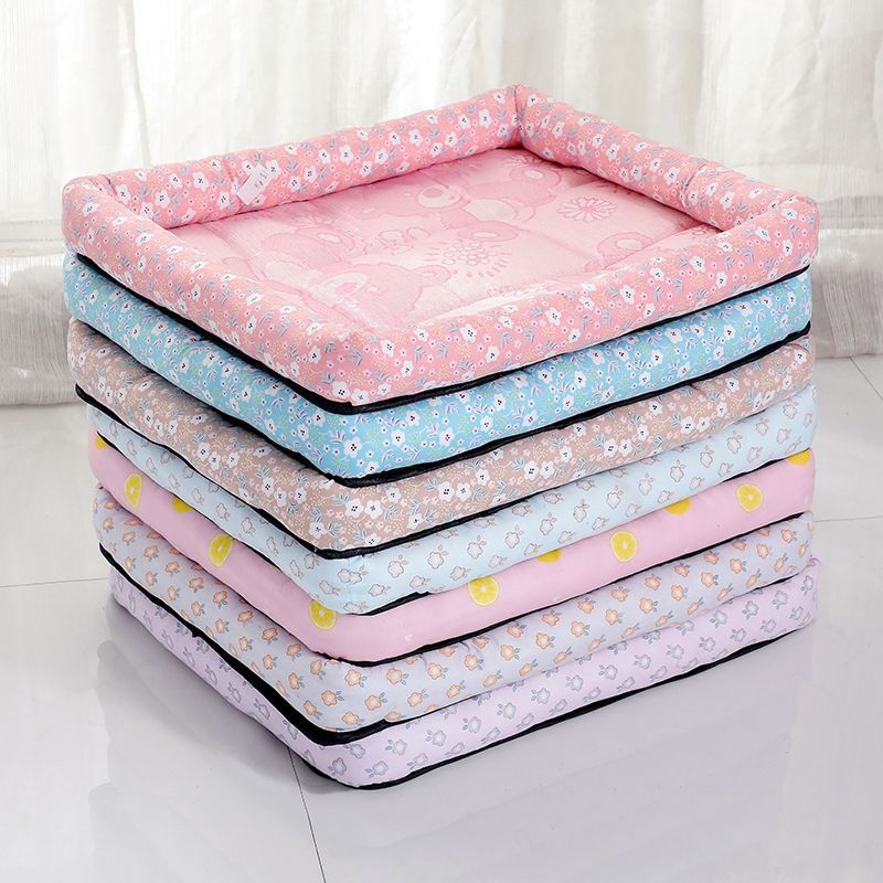 HKM-482451 Cooling Summer Pet Ice Mat for Dogs and Cats – Breathable Cloth Square Bed in Multiple Colors