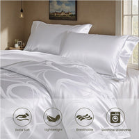 HKM-482579 Luxury Satin Microfiber King Bedding Set with Duvet Cover and Pillow Shams