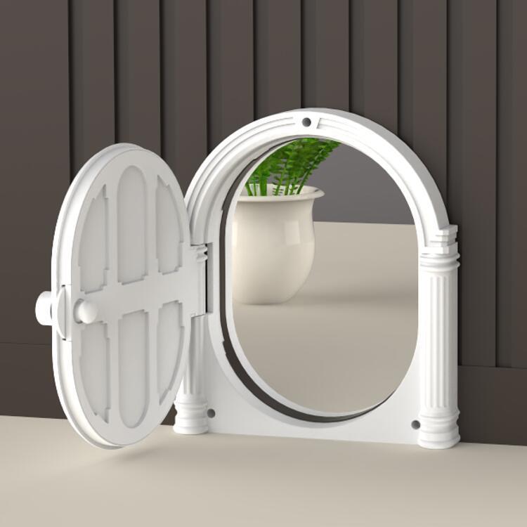 HKM-482707 Minimalist Plastic Pet Door for Cats and Dogs - Adjustable Entry and Exit Direction in White, Black, Brown