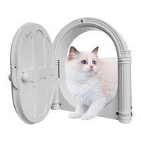 HKM-482707 Minimalist Plastic Pet Door for Cats and Dogs - Adjustable Entry and Exit Direction in White, Black, Brown