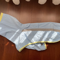 HKM-482899 Large Dog Raincoat in Purple, Pink, Gold, and Blue - Water-Resistant Polyester with Splicing Design