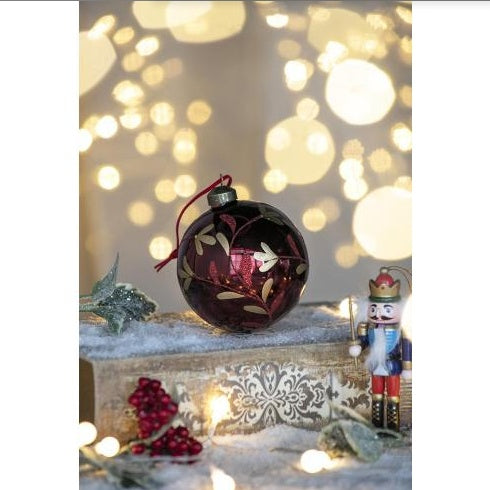 HKM-483027 Glass Christmas Ball Ornaments - Set of 6 Decorative Hanging Ornaments for Holiday Tree Decor, 3.9 inches each