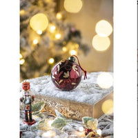 HKM-483027 Glass Christmas Ball Ornaments - Set of 6 Decorative Hanging Ornaments for Holiday Tree Decor, 3.9 inches each