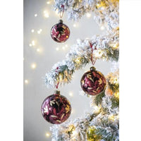 HKM-483027 Glass Christmas Ball Ornaments - Set of 6 Decorative Hanging Ornaments for Holiday Tree Decor, 3.9 inches each