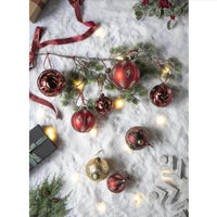 HKM-483027 Glass Christmas Ball Ornaments - Set of 6 Decorative Hanging Ornaments for Holiday Tree Decor, 3.9 inches each