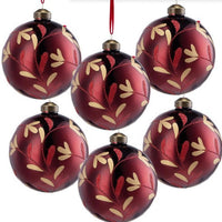 HKM-483027 Glass Christmas Ball Ornaments - Set of 6 Decorative Hanging Ornaments for Holiday Tree Decor, 3.9 inches each