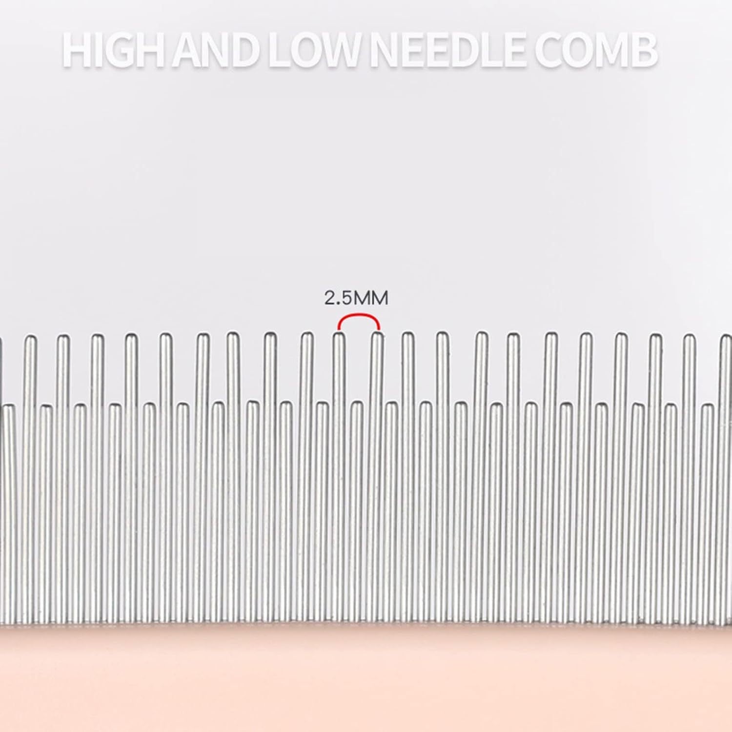 HKM-483091 Pet Detangler and Shedding Comb for Dogs and Cats with Smooth Teeth and Rubber Handle