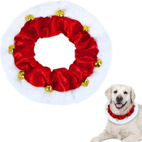 HKM-483283 Christmas Dog Collar with Bells - Soft Red and White Holiday Neckwear for Small to Large Dogs