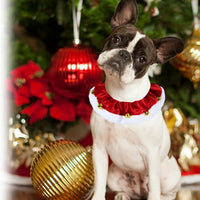 HKM-483283 Christmas Dog Collar with Bells - Soft Red and White Holiday Neckwear for Small to Large Dogs