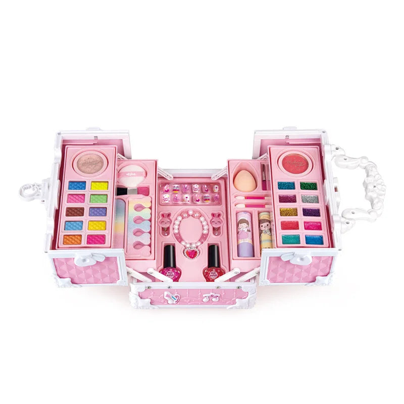 Kids Princess Makeup Set Toy for Pretend Play, Cosmetic Box for Ages 2-14
