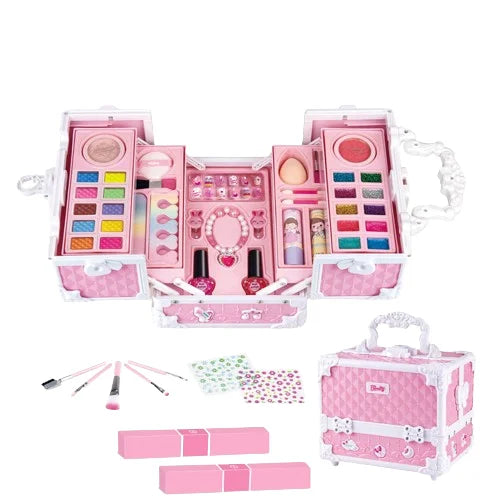 Kids Princess Makeup Set Toy for Pretend Play, Cosmetic Box for Ages 2-14
