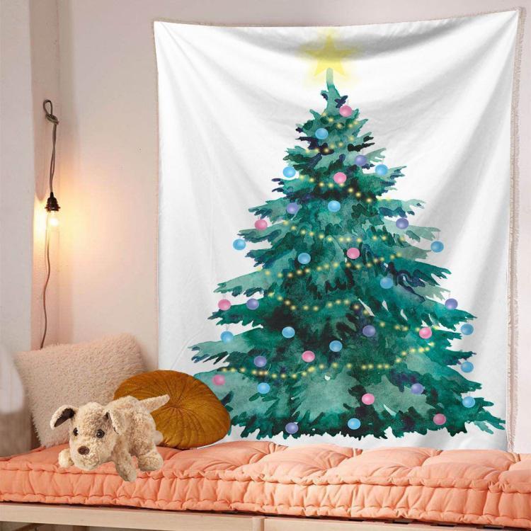HKM-483475 Christmas Tree Tapestry Tablecloth for Kindergarten - Cartoon Anime Design, Flannel Material, Hand Washable