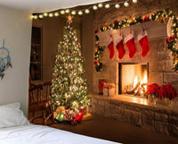 HKM-483475 Christmas Tree Tapestry Tablecloth for Kindergarten - Cartoon Anime Design, Flannel Material, Hand Washable