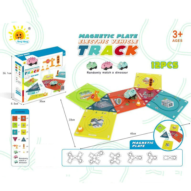 HKM-483667 Magnetic Electric Jigsaw Track Maze Toy - DIY Assemble Puzzle for Kids 2-13 Years