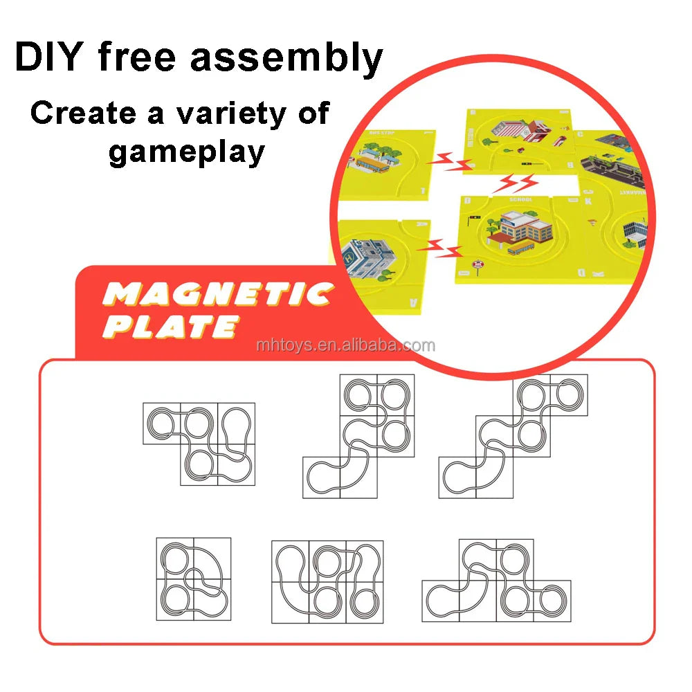 HKM-483667 Magnetic Electric Jigsaw Track Maze Toy - DIY Assemble Puzzle for Kids 2-13 Years