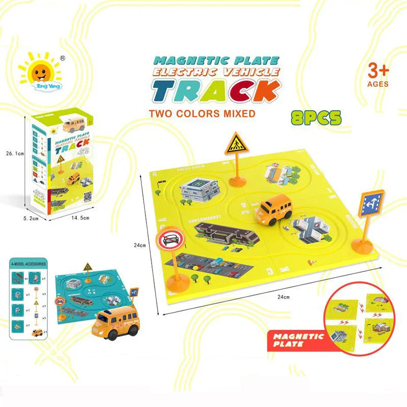 HKM-483667 Magnetic Electric Jigsaw Track Maze Toy - DIY Assemble Puzzle for Kids 2-13 Years